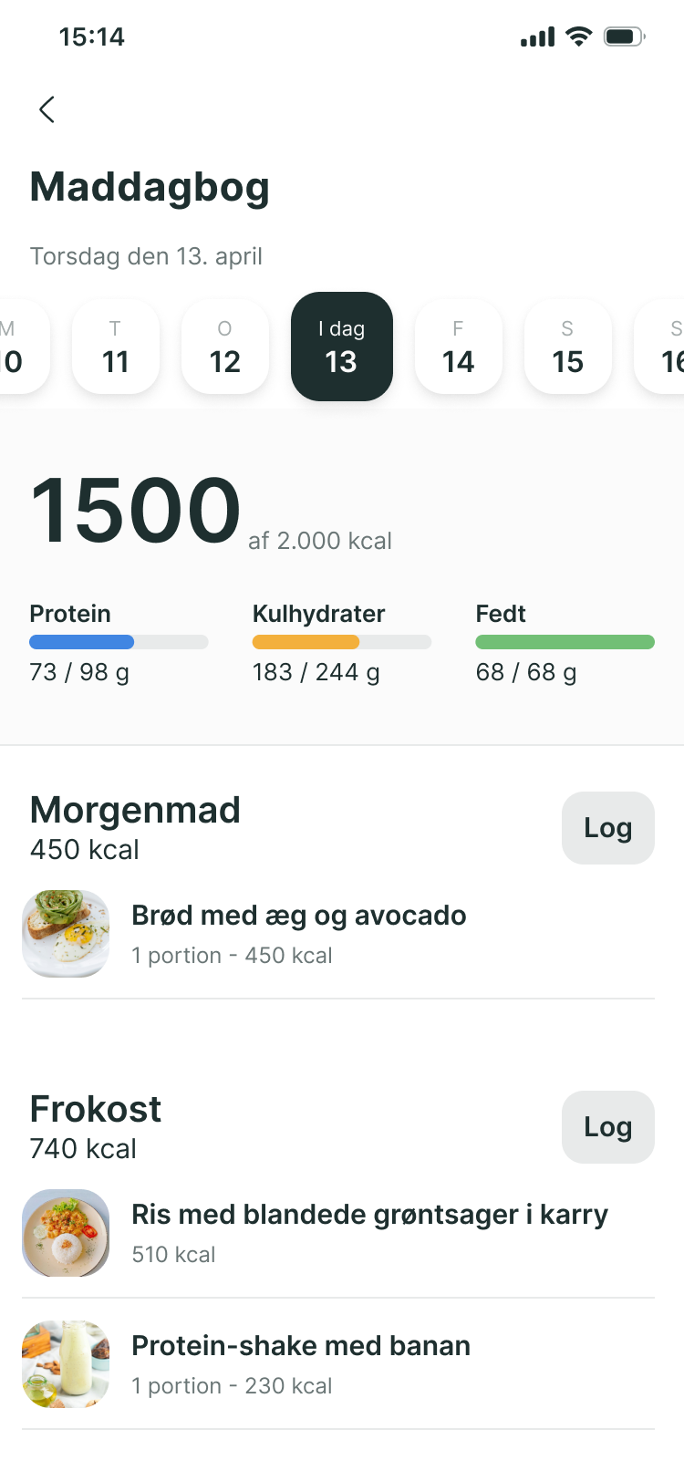 Food diary filled